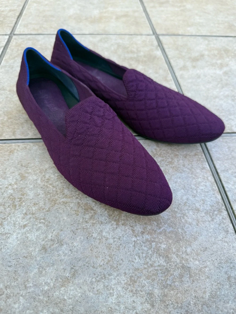 Rothy's The Almond Loafer in Quilted Plum. - Picture 8 of 12